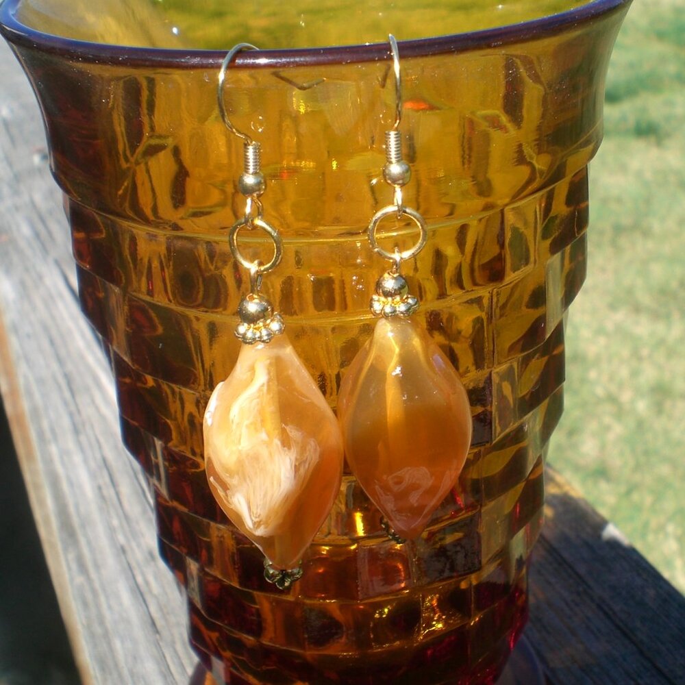 Butterscotch Dangle Glass Bead Earrings